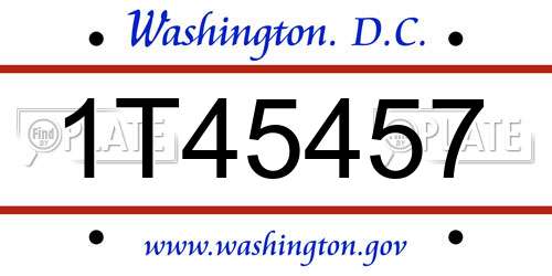 1T45457 District Of Columbia License Plate