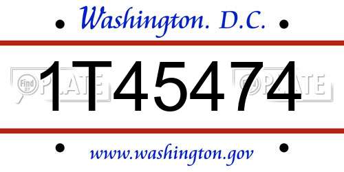 1T45474 District Of Columbia License Plate