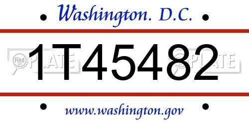 1T45482 District Of Columbia License Plate