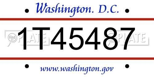 1T45487 District Of Columbia License Plate