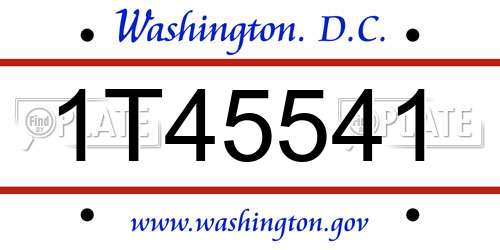 1T45541 District Of Columbia License Plate