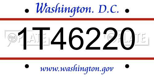 1T46220 District Of Columbia License Plate