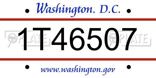 1T46507 District Of Columbia License Plate