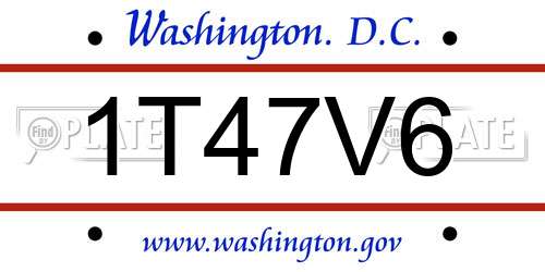 1T47V6 District Of Columbia License Plate