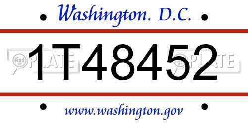 1T48452 District Of Columbia License Plate