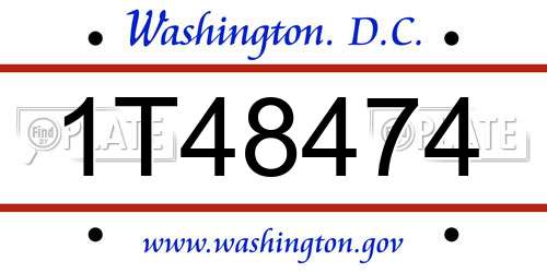1T48474 District Of Columbia License Plate