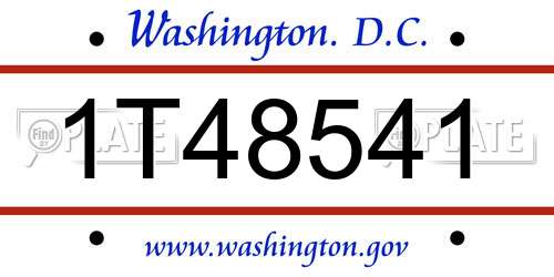1T48541 District Of Columbia License Plate