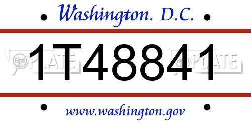 1T48841 District Of Columbia License Plate