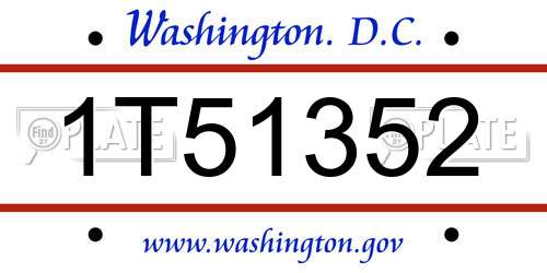 1T51352 District Of Columbia License Plate
