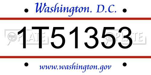 1T51353 District Of Columbia License Plate