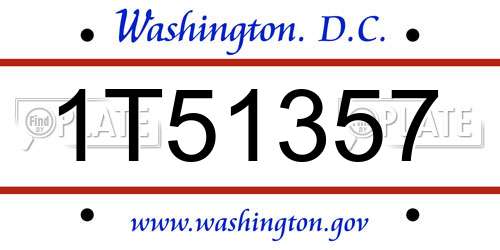 1T51357 District Of Columbia License Plate