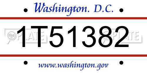 1T51382 District Of Columbia License Plate