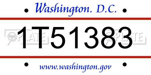 1T51383 District Of Columbia License Plate