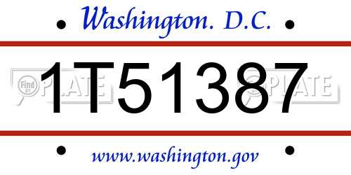 1T51387 District Of Columbia License Plate