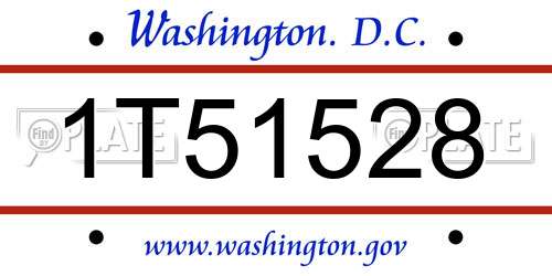 1T51528 District Of Columbia License Plate