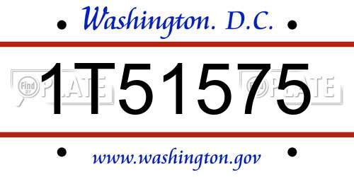 1T51575 District Of Columbia License Plate