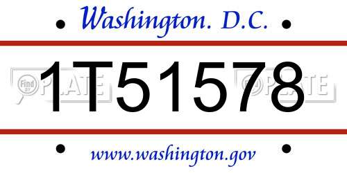 1T51578 District Of Columbia License Plate