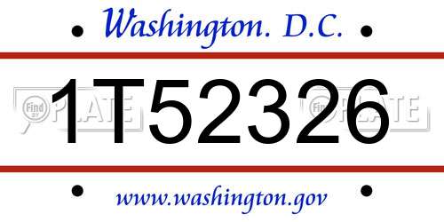 1T52326 District Of Columbia License Plate