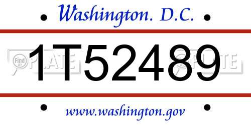 1T52489 District Of Columbia License Plate