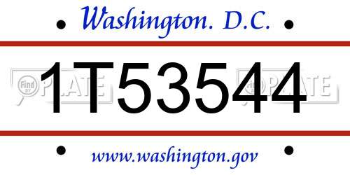 1T53544 District Of Columbia License Plate