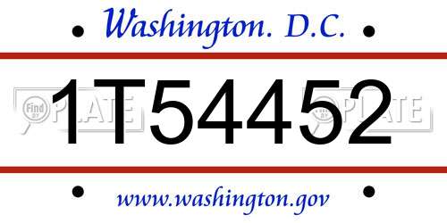 1T54452 District Of Columbia License Plate