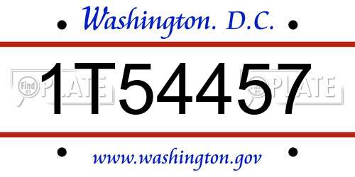 1T54457 District Of Columbia License Plate