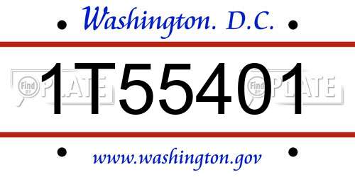 1T55401 District Of Columbia License Plate