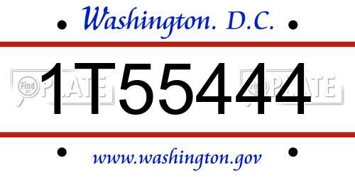 1T55444 District Of Columbia License Plate