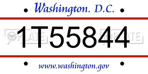 1T55844 District Of Columbia License Plate