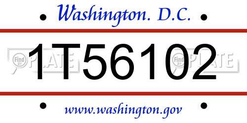1T56102 District Of Columbia License Plate