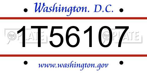 1T56107 District Of Columbia License Plate