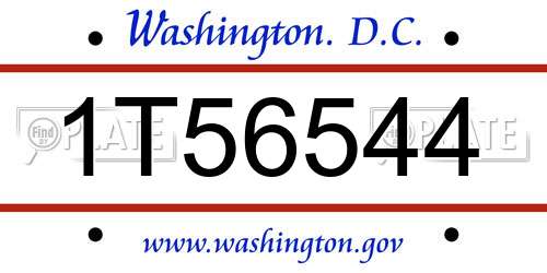 1T56544 District Of Columbia License Plate