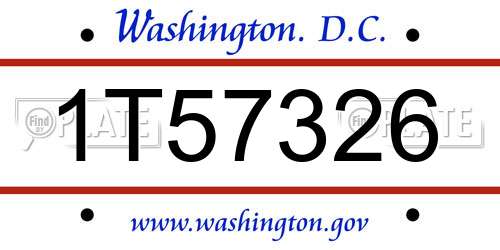 1T57326 District Of Columbia License Plate