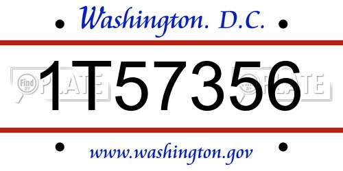1T57356 District Of Columbia License Plate