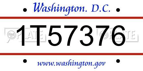 1T57376 District Of Columbia License Plate
