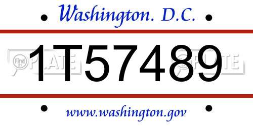 1T57489 District Of Columbia License Plate