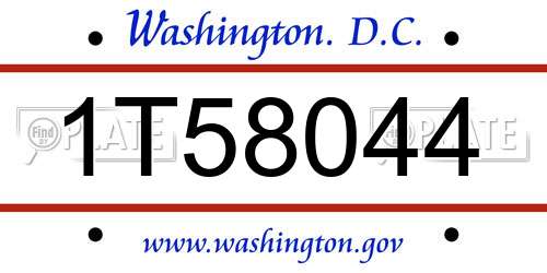 1T58044 District Of Columbia License Plate