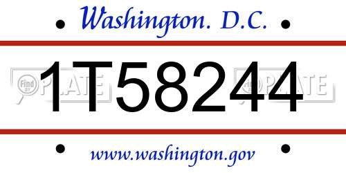 1T58244 District Of Columbia License Plate