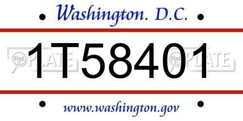 1T58401 District Of Columbia License Plate