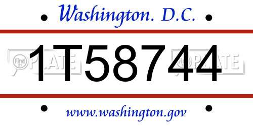 1T58744 District Of Columbia License Plate
