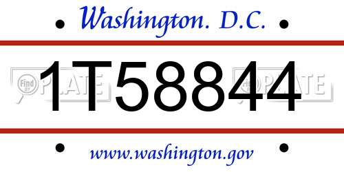 1T58844 District Of Columbia License Plate