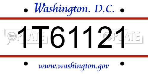 1T61121 District Of Columbia License Plate