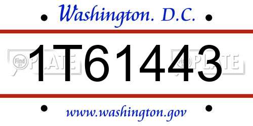 1T61443 District Of Columbia License Plate