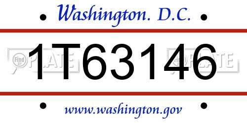 1T63146 District Of Columbia License Plate