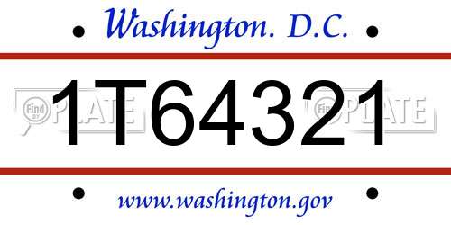 1T64321 District Of Columbia License Plate