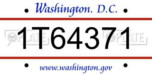 1T64371 District Of Columbia License Plate