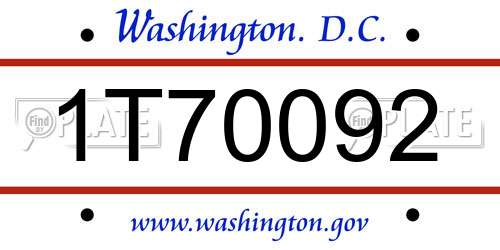 1T70092 District Of Columbia License Plate