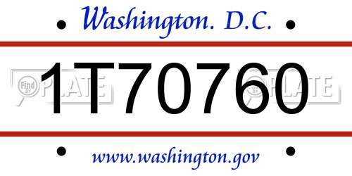 1T70760 District Of Columbia License Plate
