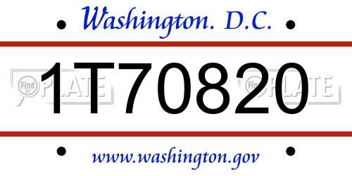 1T70820 District Of Columbia License Plate