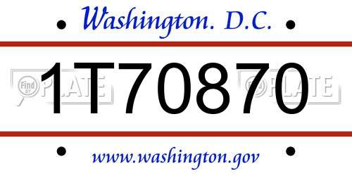 1T70870 District Of Columbia License Plate